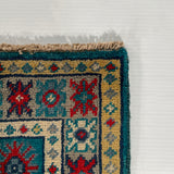 27012-Kazak Hand-Knotted/Handmade Afghan Rug/Carpet Tribal/Nomadic Authentic/ Size: 2'9" x 2'0"/84cm x 61cm