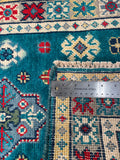 27012-Kazak Hand-Knotted/Handmade Afghan Rug/Carpet Tribal/Nomadic Authentic/ Size: 2'9" x 2'0"/84cm x 61cm