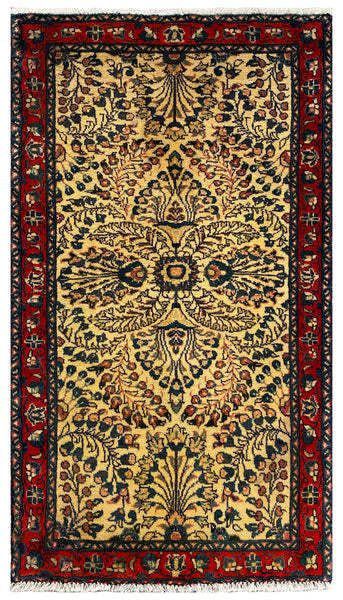 26885-Sarough Hand-Knotted/Handmade Persian Rug/Carpet Traditional Authentic/ Size: 3'5"x 2'0"/104cm x 61cm