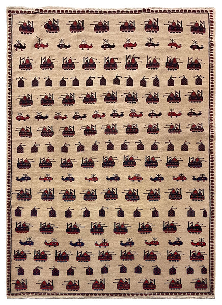 26779- Balutch War Rug/ Persian Hand-knotted Authentic/Nomadic/Tribal Rug/Carpet/ Size: 9'9" x 6'11"/297cm x 211cm