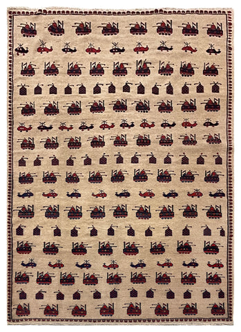 26779- Balutch War Rug/ Persian Hand-knotted Authentic/Nomadic/Tribal Rug/Carpet/ Size: 9'9" x 6'11"/297cm x 211cm
