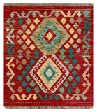 26020- Kelim Hand-Woven/Flat Weaved/Handmade Afghan /Carpet Tribal/Nomadic Authentic/Size: 3'0" x 2'6" / 91cm x 76cm
