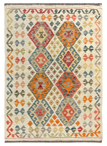 25926- Kelim Hand-Woven/Flat Weaved/Handmade Afghan /Carpet Tribal/Nomadic Authentic/Size: 5'10" x 3'10"