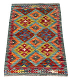 26023- Kelim Hand-Woven/Flat Weaved/Handmade Afghan /Carpet Tribal/Nomadic Authentic/Size: 2'11" x 2'0"/ 89cm x 61cm