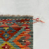 26023- Kelim Hand-Woven/Flat Weaved/Handmade Afghan /Carpet Tribal/Nomadic Authentic/Size: 2'11" x 2'0"/ 89cm x 61cm