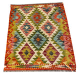 26027- Kelim Hand-Woven/Flat Weaved/Handmade Afghan /Carpet Tribal/Nomadic Authentic/Size: 2'9" x 2'3" / 83cm x 69cm