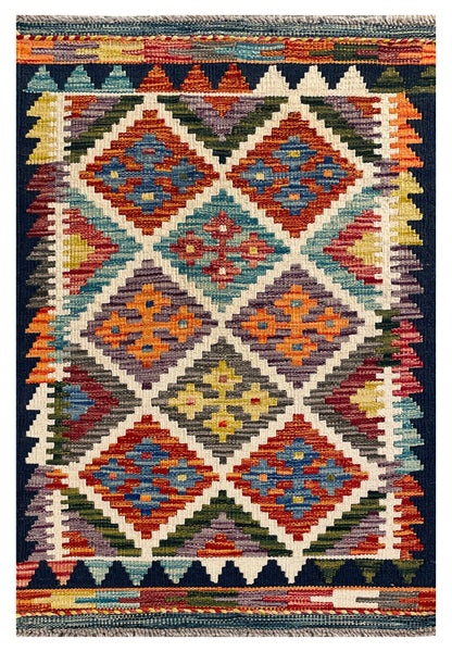 26028- Kelim Hand-Woven/Flat Weaved/Handmade Afghan /Carpet Tribal/Nomadic Authentic/Size: 2'11" x 2'0"/ 81cm x 61cm