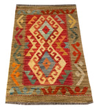 26035- Kelim Hand-Woven/Flat Weaved/Handmade Afghan /Carpet Tribal/Nomadic Authentic/Size: 2'11" x 2'0" / 89cm x 61cm