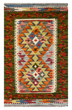 26037- Kelim Hand-Woven/Flat Weaved/Handmade Afghan /Carpet Tribal/Nomadic Authentic/Size: 3'2" x 2'0"/ 97cm x 61cm