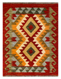26042- Kelim Hand-Woven/Flat Weaved/Handmade Afghan /Carpet Tribal/Nomadic Authentic/Size: 2'11" x 2'0"/ 89cm x 61cm