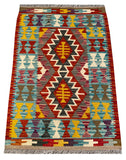 26043- Kelim Hand-Woven/Flat Weaved/Handmade Afghan /Carpet Tribal/Nomadic Authentic/Size: 2'11" x 2'0"/ 89cm x 61cm