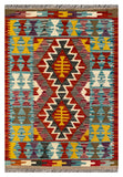 26043- Kelim Hand-Woven/Flat Weaved/Handmade Afghan /Carpet Tribal/Nomadic Authentic/Size: 2'11" x 2'0"/ 89cm x 61cm