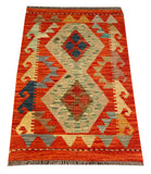 26044- Kelim Hand-Woven/Flat Weaved/Handmade Afghan /Carpet Tribal/Nomadic Authentic/Size: 3'0" x 2'2"/ 91cm x 66cm