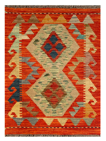 26044- Kelim Hand-Woven/Flat Weaved/Handmade Afghan /Carpet Tribal/Nomadic Authentic/Size: 3'0" x 2'2"/ 91cm x 66cm