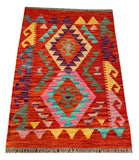 26049- Kelim Hand-Woven/Flat Weaved/Handmade Afghan /Carpet Tribal/Nomadic Authentic/Size: 3'0" x 2'2"/ 92cm x 66cm
