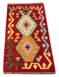 26056- Kelim Hand-Woven/Flat Weaved/Handmade Afghan /Carpet Tribal/Nomadic Authentic/Size: 2'11" x 1'9"/89cm x 53cm
