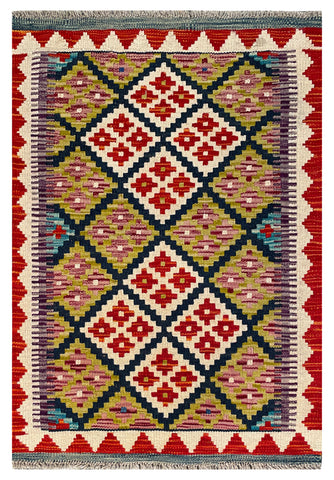 26067- Kelim Hand-Woven/Flat Weaved/Handmade Afghan /Carpet Tribal/Nomadic Authentic/Size: 2'11" x 2'0"/89cm x 61cm
