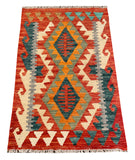 26071- Kelim Hand-Woven/Flat Weaved/Handmade Afghan /Carpet Tribal/Nomadic Authentic/Size: 2'11" x 2'0"/89cm x 61cm