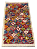 26074- Kelim Hand-Woven/Flat Weaved/Handmade Afghan /Carpet Tribal/Nomadic Authentic/Size: 3'4" x 1'11"/102cm x 58cm
