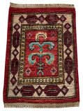 26663 - Chobi Hand-Knotted/Handmade Afghan Tribal/Nomadic Authentic/Size: 2'0" x 1'3"/61cm x 38cm