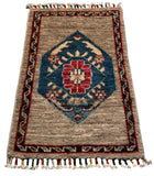 26331-Chobi Ziegler Hand-Knotted/Handmade Afghan Rug/Carpet Modern Authentic/Size: 2'0" x 1'3"/61cm x 38cm