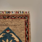 26331-Chobi Ziegler Hand-Knotted/Handmade Afghan Rug/Carpet Modern Authentic/Size: 2'0" x 1'3"/61cm x 38cm