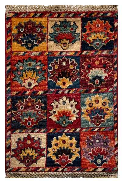26662 - Chobi Hand-Knotted/Handmade Afghan Tribal/Nomadic Authentic/Size: 2'0" x 1'3"/61cm x 38cm