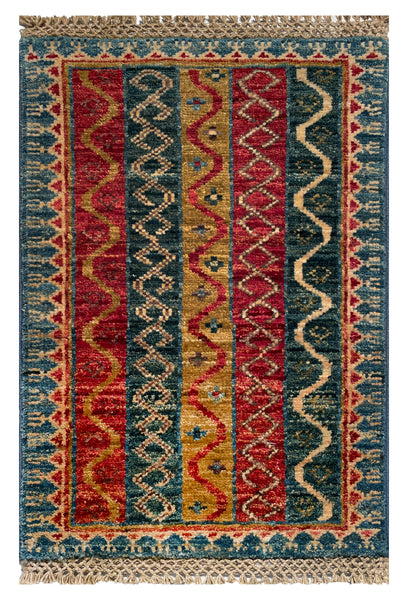 26694 -  Hand-knotted Contemporary Chobi Ziegler /Modern Carpet/Rug / Size: 2'0" x1'3"/61cm x 38cm