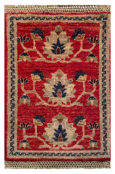 26657 - Chobi Hand-Knotted/Handmade Afghan Tribal/Nomadic Authentic/Size: 2'0" x 1'3"/61cm x 38cm