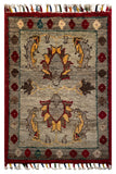 26323-Chobi Ziegler Hand-Knotted/Handmade Afghan Rug/Carpet Modern Authentic/Size: 2'0" x 1'3"/61cm x 38cm