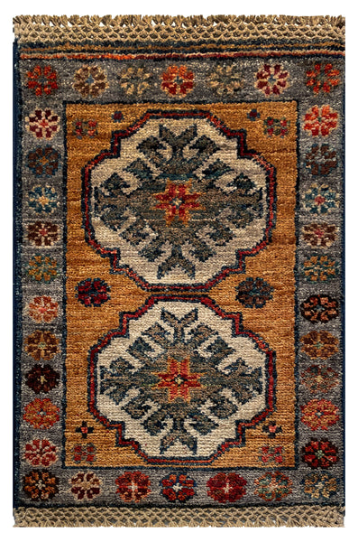 26656 - Chobi Hand-Knotted/Handmade Afghan Tribal/Nomadic Authentic/Size: 2'0" x 1'3"/61cm x 38cm