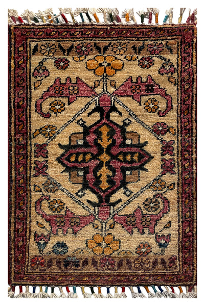 26655 - Chobi Hand-Knotted/Handmade Afghan Tribal/Nomadic Authentic/Size: 2'0" x 1'3"/61cm x 38cm