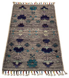 26326-Chobi Ziegler Hand-Knotted/Handmade Afghan Rug/Carpet Modern Authentic/Size: 2'0" x 1'3"/61cm x 38cm