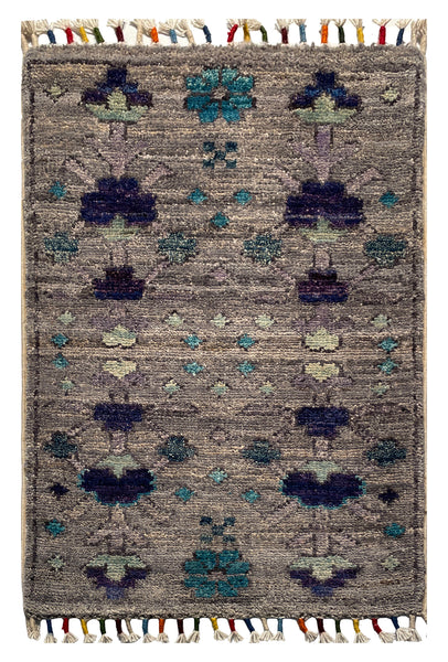 26326-Chobi Ziegler Hand-Knotted/Handmade Afghan Rug/Carpet Modern Authentic/Size: 2'0" x 1'3"/61cm x 38cm