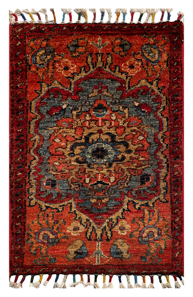 26325-Chobi Ziegler Hand-Knotted/Handmade Afghan Rug/Carpet Modern Authentic/Size: 1'9" x 1'2"/53cm x 36cm