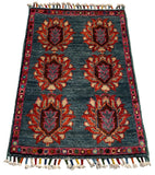 26327-Chobi Ziegler Hand-Knotted/Handmade Afghan Rug/Carpet Modern Authentic/Size: 2'0" x 1'3"/61cm x 38cm