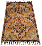 26329-Chobi Ziegler Hand-Knotted/Handmade Afghan Rug/Carpet Modern Authentic/Size: 2'0" x 1'3"/61cm x 38cm