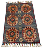 26328-Chobi Ziegler Hand-Knotted/Handmade Afghan Rug/Carpet Modern Authentic/Size: 1'9" x 1'3"/53cm x 38cm