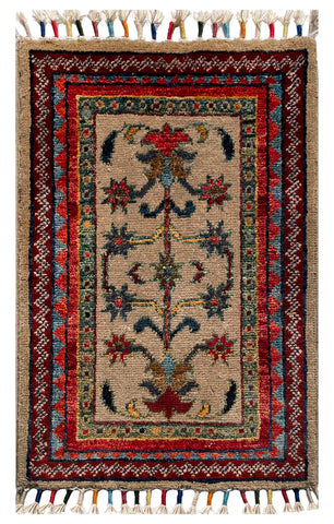 26575 -  Hand-knotted Contemporary Chobi Ziegler /Modern Carpet/Rug / Size: 2'0" x1'3"/61cm x 38cm