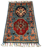 26546-Chobi Ziegler Hand-Knotted/Handmade Afghan Rug/Carpet Modern Authentic/Size: 2'0" x 1'3"/61cm x 38cm