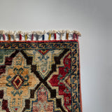 26547-Chobi Ziegler Hand-Knotted/Handmade Afghan Rug/Carpet Modern Authentic/Size: 2'0" x 1'3"/61cm x 38cm