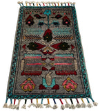 26321-Chobi Ziegler Hand-Knotted/Handmade Afghan Rug/Carpet Modern Authentic/Size: 2'1" x 1'2"/64cm x 36cm