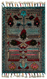 26321-Chobi Ziegler Hand-Knotted/Handmade Afghan Rug/Carpet Modern Authentic/Size: 2'1" x 1'2"/64cm x 36cm