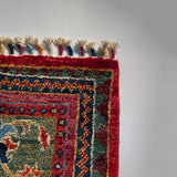 26538-Chobi Ziegler Hand-Knotted/Handmade Afghan Rug/Carpet Modern Authentic/Size: 2'0" x 1'3"/61cm x 38cm