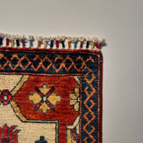 26270-Chobi Ziegler Hand-Knotted/Handmade Afghan Rug/Carpet Modern Authentic/Size: 3'2" x 1'7"/97cm x 48cm