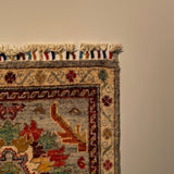 26246 - Hand-knotted Contemporary Chobi Ziegler /Modern Carpet/Rug / Size: 3'3" x 1'7"/99cm x 48cm