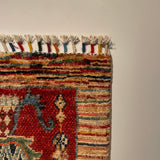 26162-Chobi Ziegler Hand-Knotted/Handmade Afghan Rug/Carpet Modern Authentic/Size: 3'4" x 1'6"/102cm x 46cm