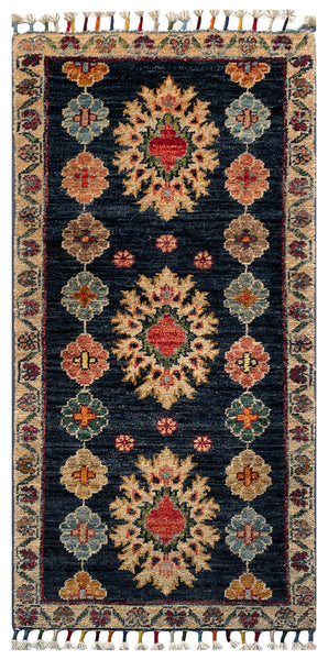 26269-Chobi Ziegler Hand-Knotted/Handmade Afghan Rug/Carpet Modern Authentic/Size: 3'4" x 1'6"/102cm x 46cm
