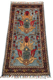 26271-Chobi Ziegler Hand-Knotted/Handmade Afghan Rug/Carpet Modern Authentic/Size: 3'2" x 1'6"/97cm x 46cm