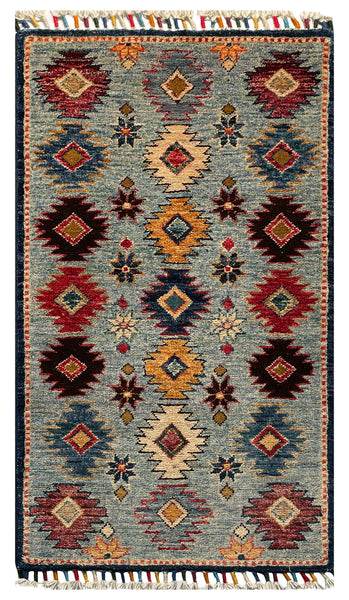 26260-Chobi Ziegler Hand-Knotted/Handmade Afghan Rug/Carpet Modern Authentic/Size: 3'1" x 1'7"/94cm x 48cm